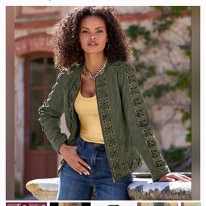 Boston Proper Faux Suede Grommet Lace-Up Jacket size XL NWT SOLD OUT